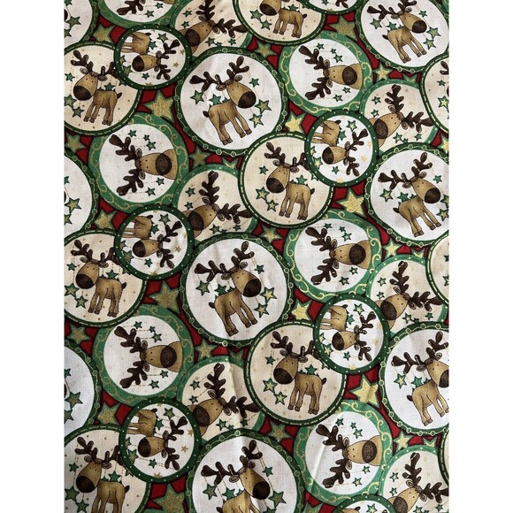 4 Pieces Christmas Holiday Fabric -Fun Reindeer & Snowmen - Various Lengths - Picture 2 of 7